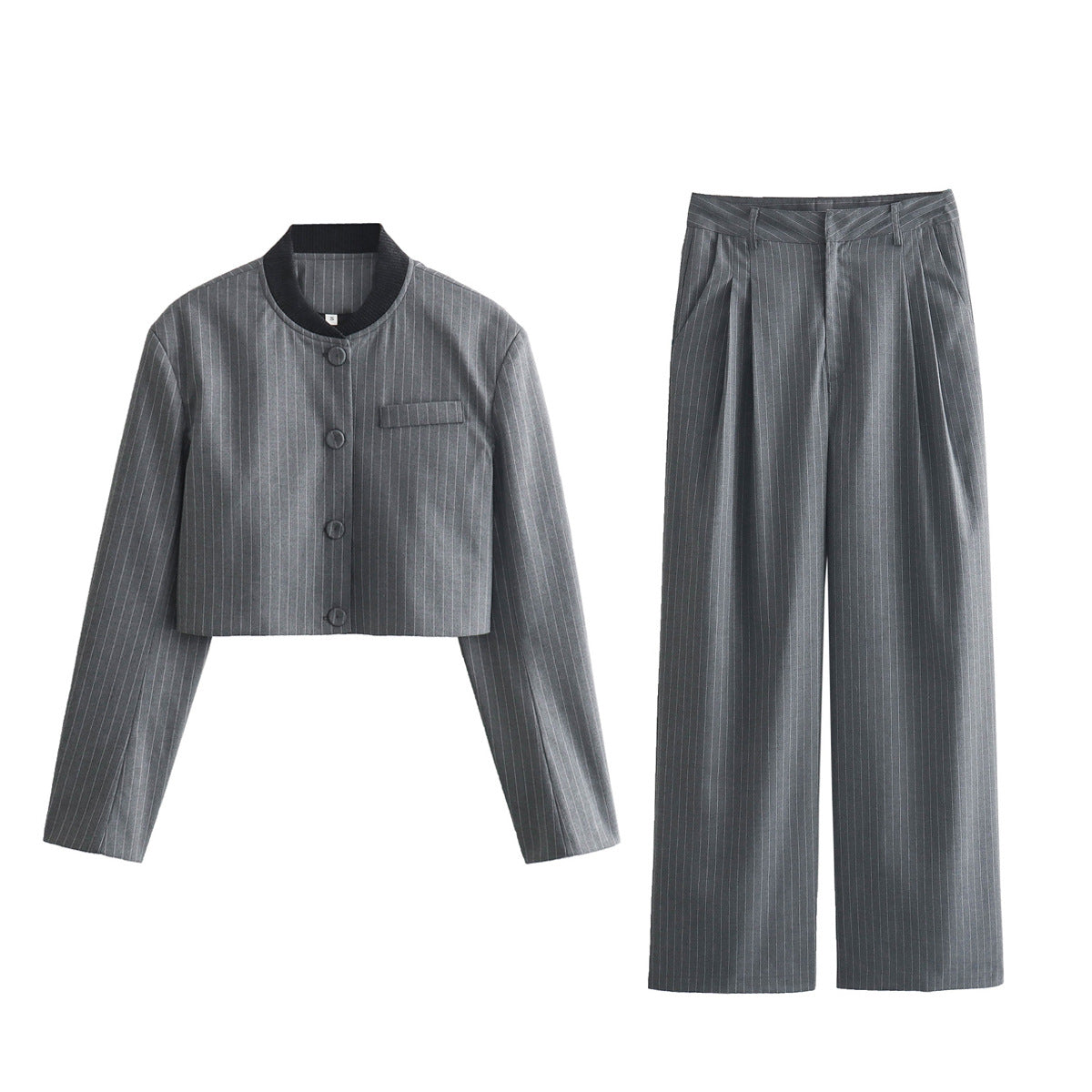 Loose Short Suit Coat & High Waist Pants Suit