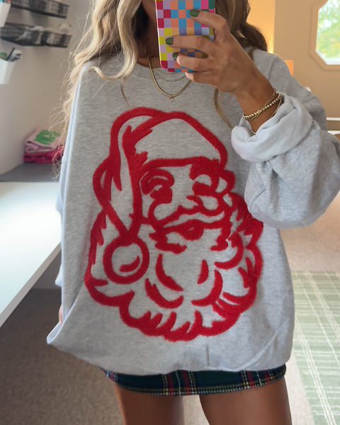 Fuzzy Santa Holiday Christmas Sweatshirt
