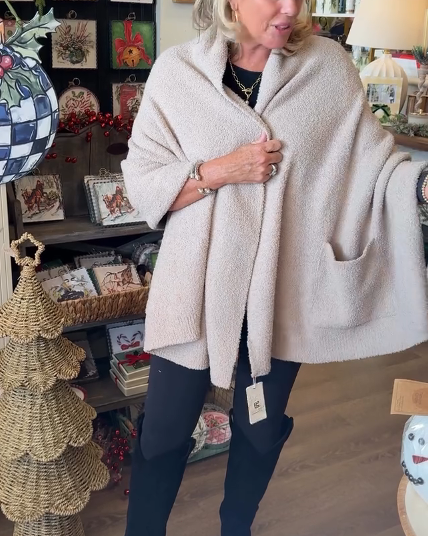 OPEN SHAWL CARDIGAN WITH POCKETS