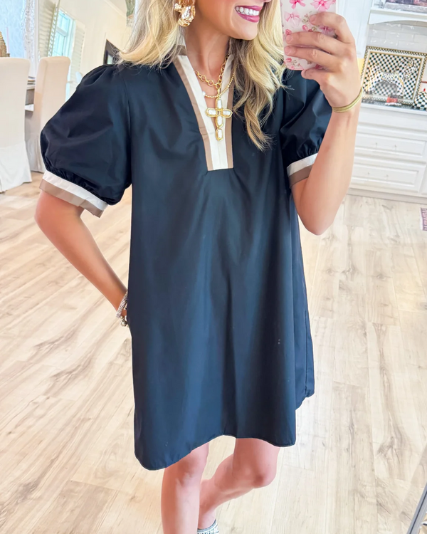 Solid Contrast Mini Dress