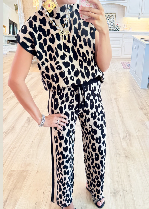 leopard print pants suit