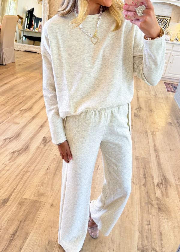 Vanilla Scuba Slit Top and Pant Set