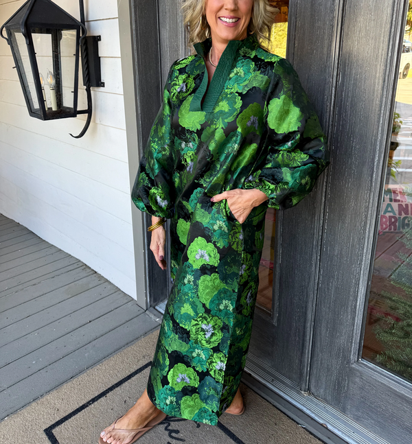 Women's Green Hydrangea Print Dress