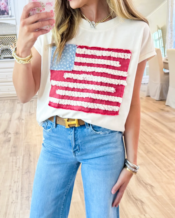 Women's American Flag Short Sleeve Top