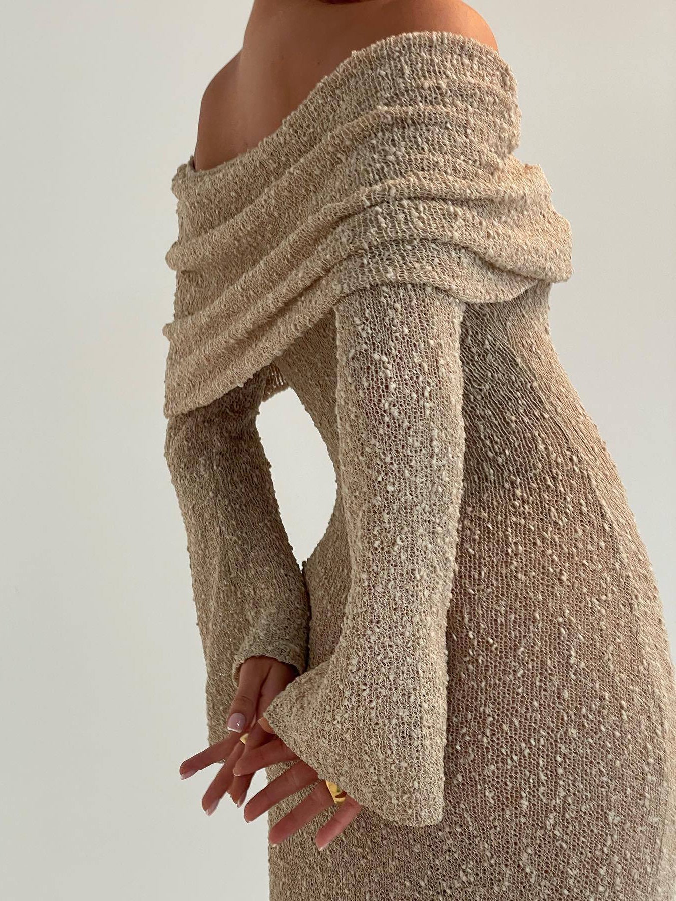 Sexy knit one-shoulder dress