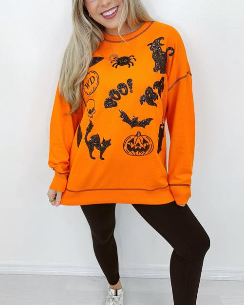 Sparkly Spells Sweatshirt-Orange