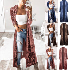 Long fleece windbreaker cardigan coat