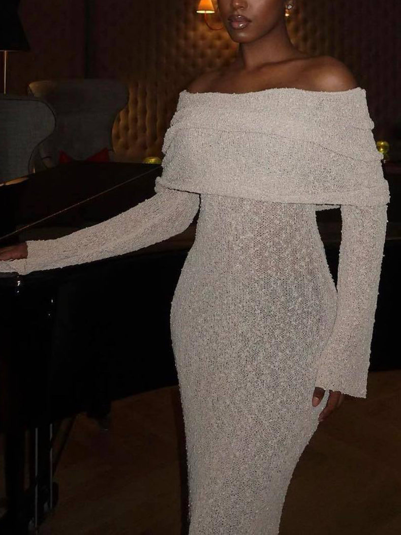 Sexy knit one-shoulder dress