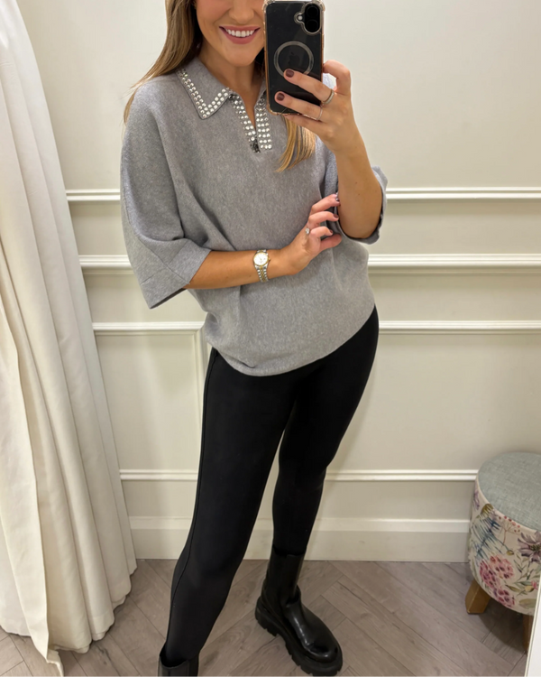 Shiny solid color knitwear