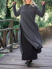 Loose knitted and velvet dress