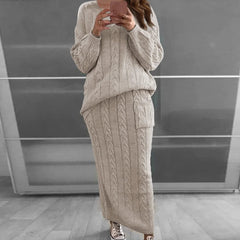 Autumn Winter Women Knitted 2 Pieces Set