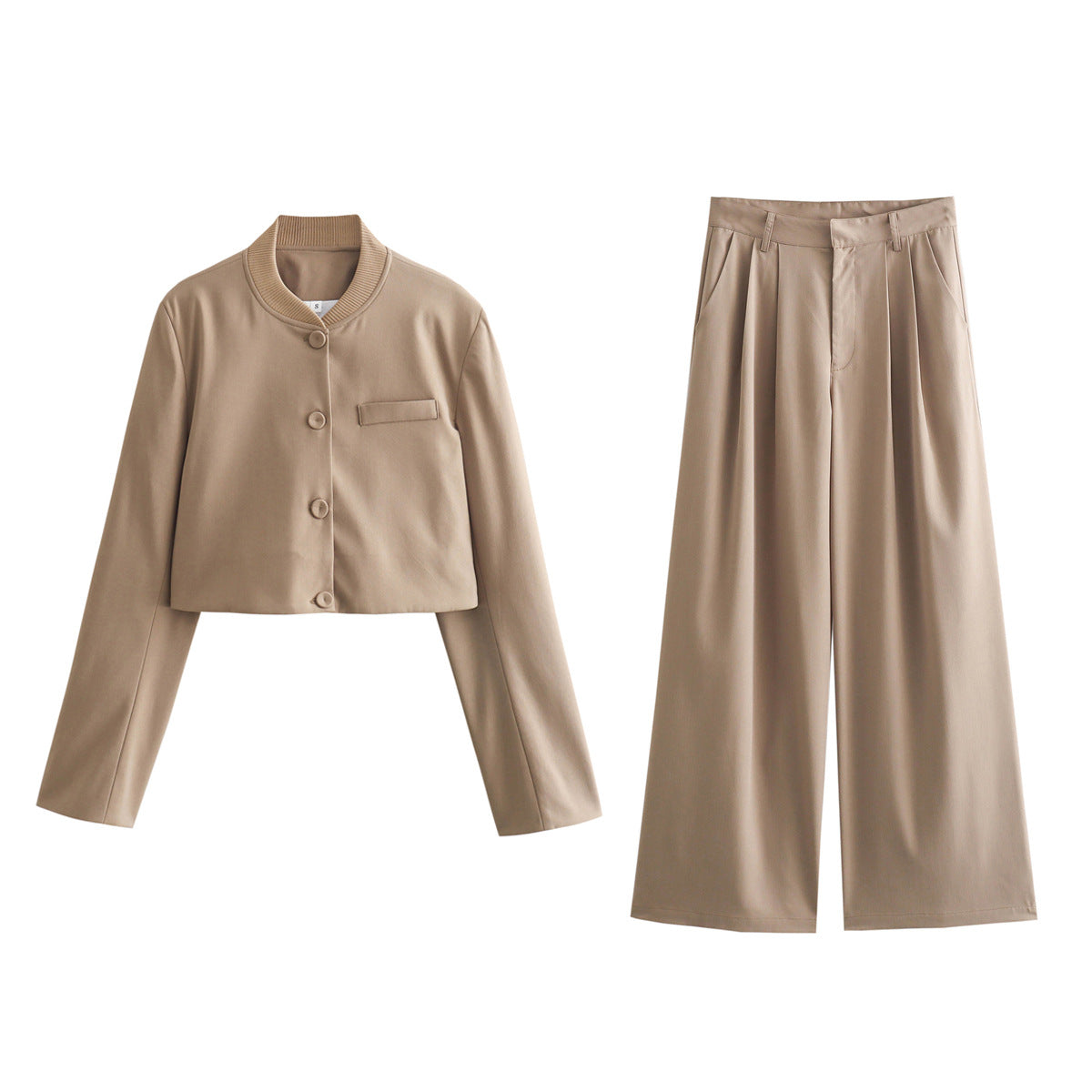 Loose Short Suit Coat & High Waist Pants Suit