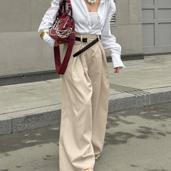 Solid Color High Waist Casual Pants