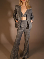 Fashion blazer underwear straight pants three-piece set