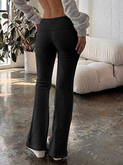 Solid Color High Waisted Flare Pants