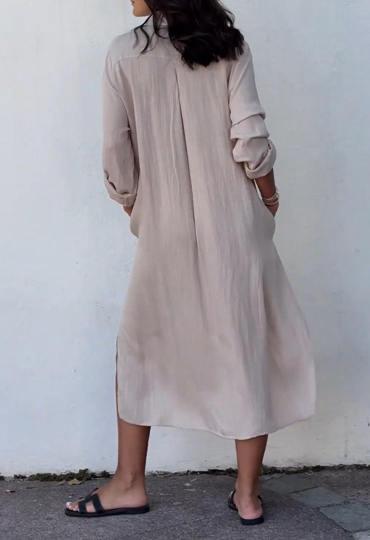 Lapel Single-breasted Loose Dress