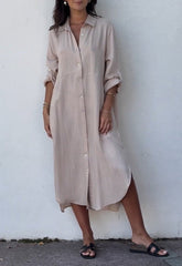 Lapel Single-breasted Loose Dress