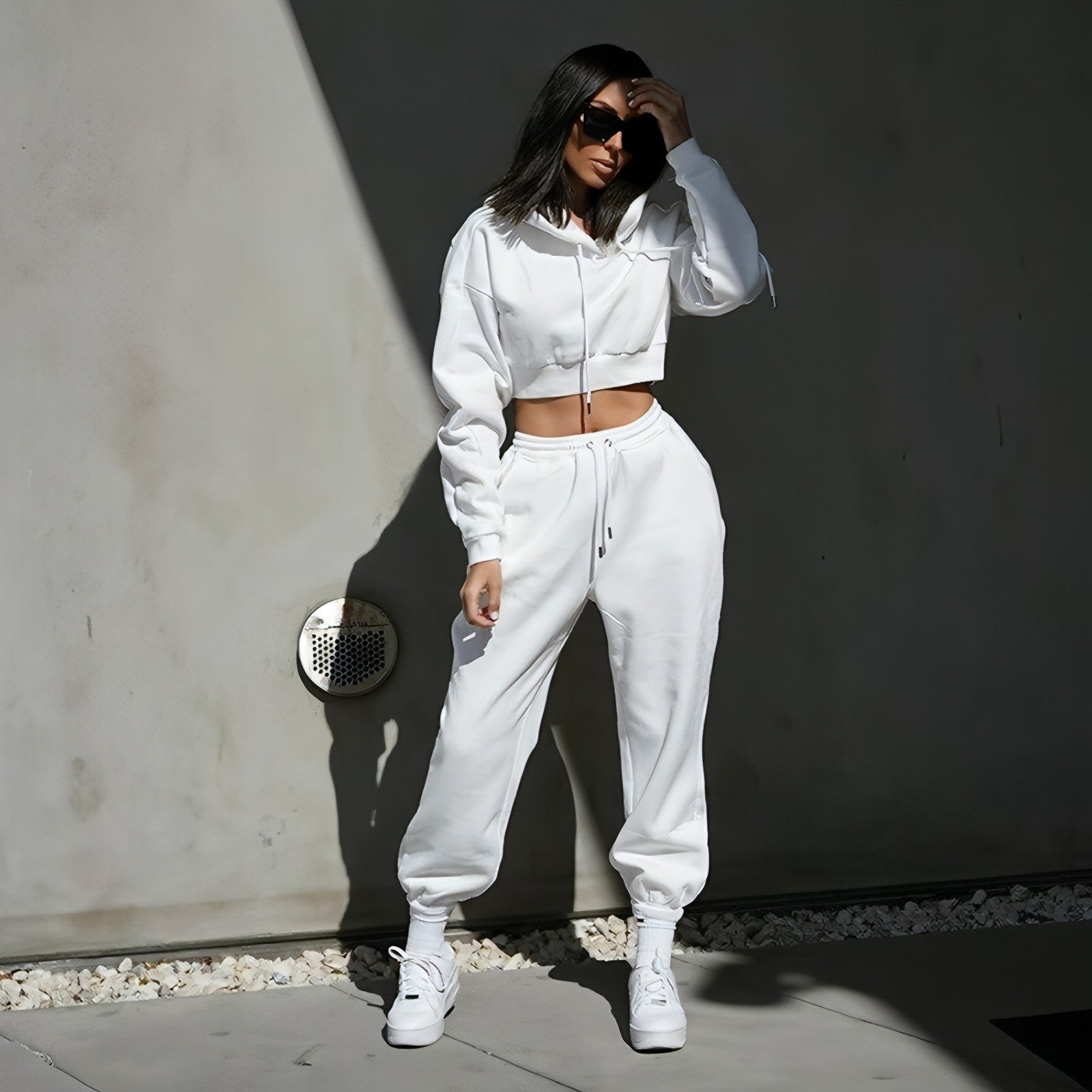 Long Sleeve Crop Top Hoodie And Pants