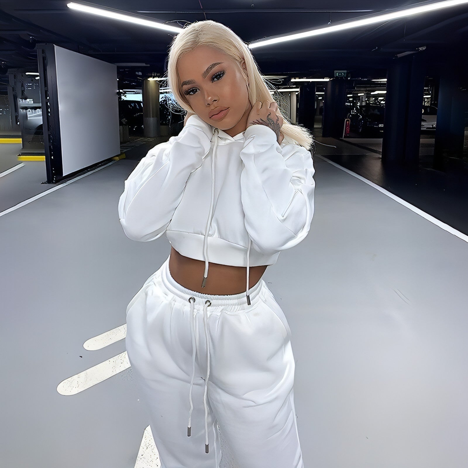 Long Sleeve Crop Top Hoodie And Pants