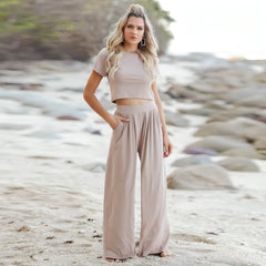 Loose Fit Short Sleeve Shirt and Pants Two-Piece Set