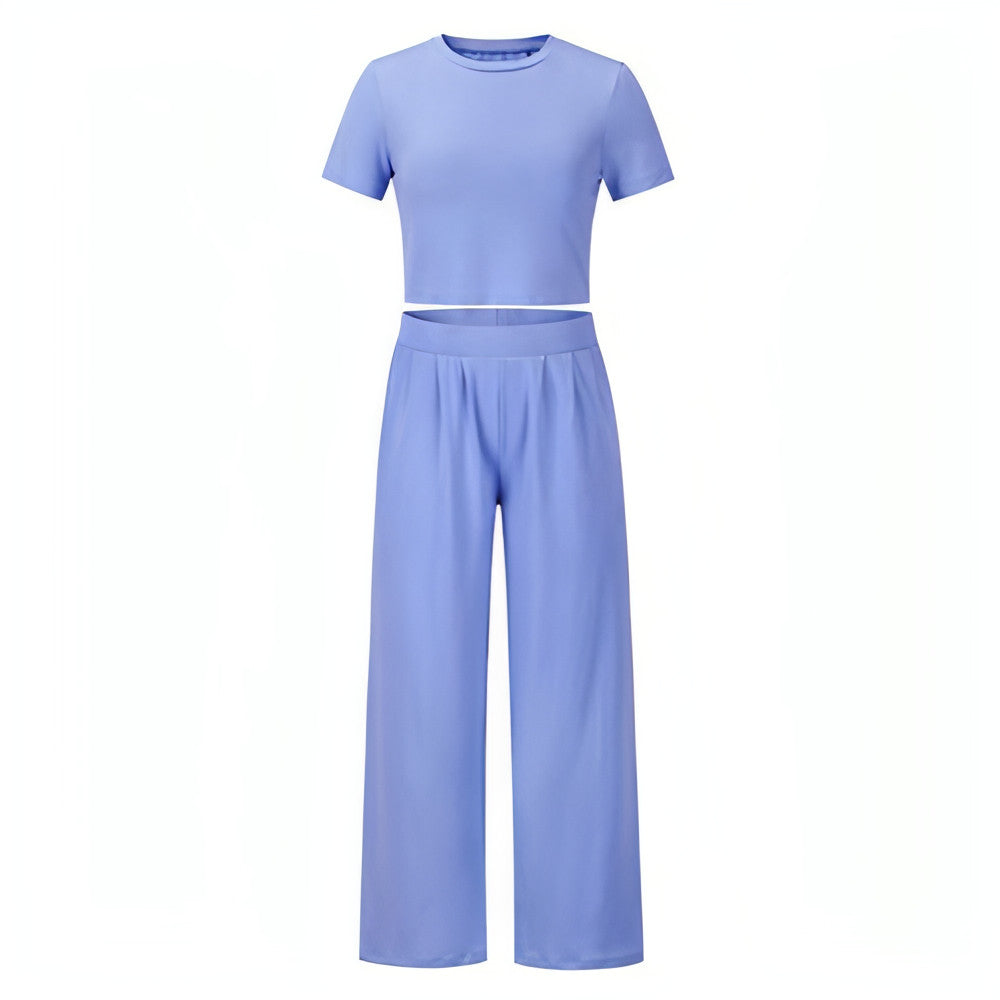 Loose Fit Short Sleeve Shirt and Pants Two-Piece Set