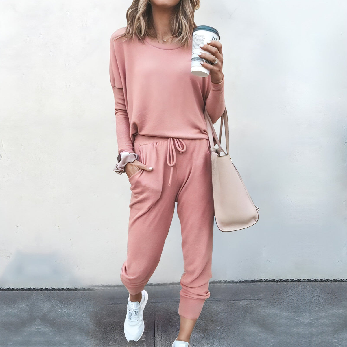 Loose Long Sleeve Top Shirt And Pants Two Piece Set