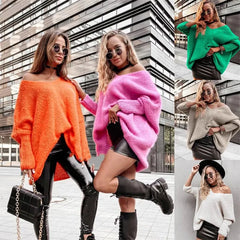 V-neck strapless knitwear casual sweater women